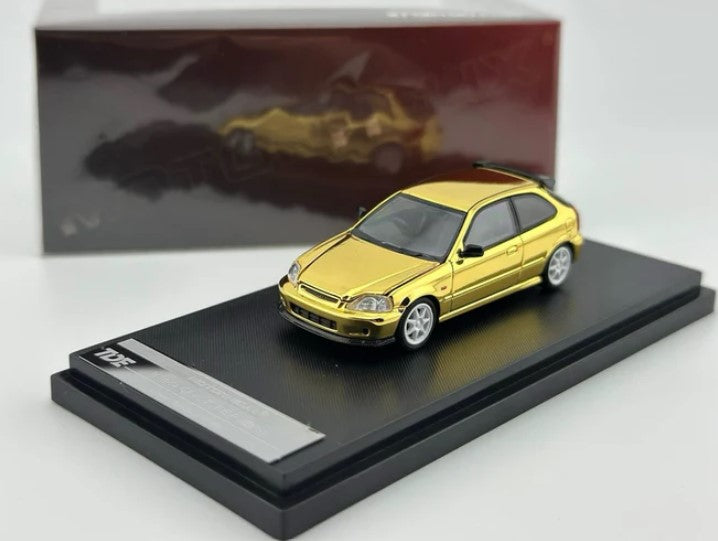 Rare Exclusive -(1/400) -MOTORHELIX 1/64 Honda Civic Type R (Ek9) GOLD CHROME | Thailand Diecast Expo 2025