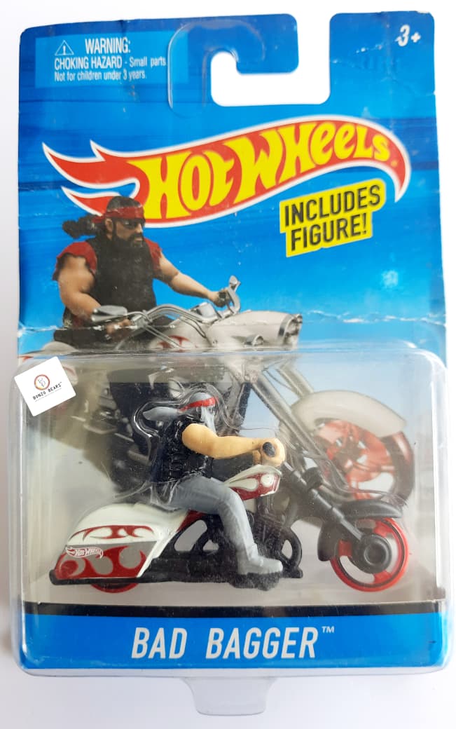 'Bad Bagger' motorcycle with Raider - Hot Wheels ( Bent Card )