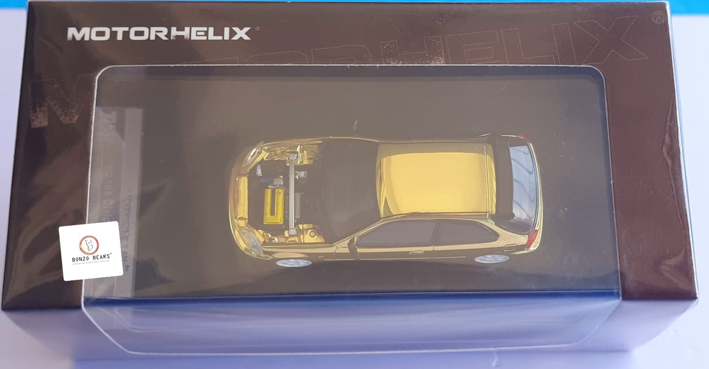 Rare Exclusive -(1/400) -MOTORHELIX 1/64 Honda Civic Type R (Ek9) GOLD CHROME | Thailand Diecast Expo 2025