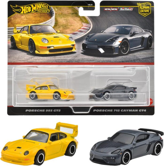 Hot Wheels Premium 2 Pack – Porsche 993 GT2 & Porsche 718 Cayman GT4