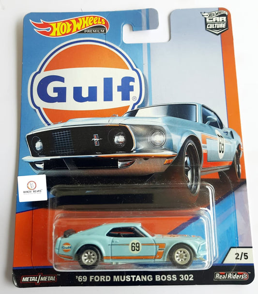 Hot Wheels '69 Ford Mustang Boss 302 Gulf - Hot Wheels Premium - Car Culture