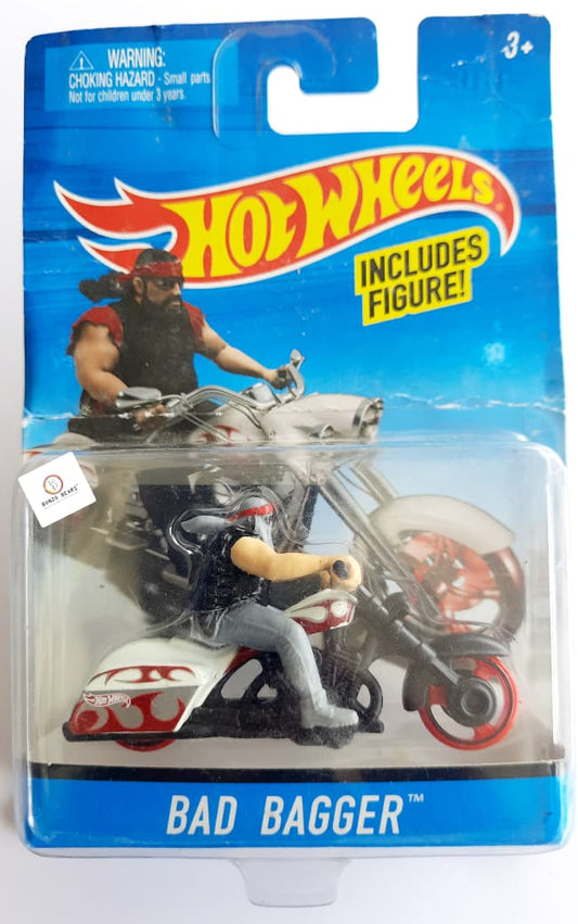 'Bad Bagger' motorcycle with Raider - Hot Wheels ( Bent Card )