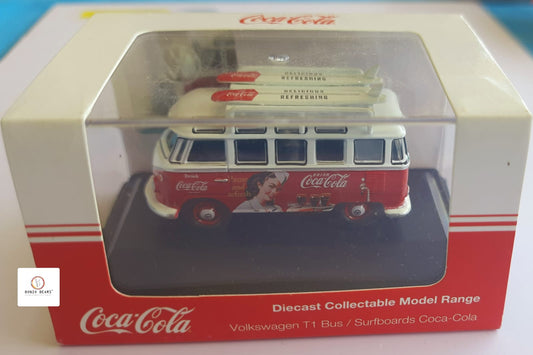 VW T1 Bus and Surfboards Coca Cola(1:76 Scale)- OXFORD